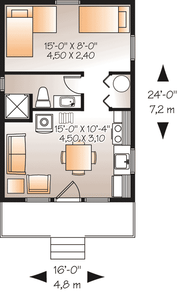 Plan 21761DR: 3- and 4-Season Rustic Vacation Retreat Home Plan - Floor Plan - Main Level - Cabin, Cottage, Vacation