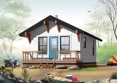 3- and 4-Season Rustic Vacation Retreat Home Plan