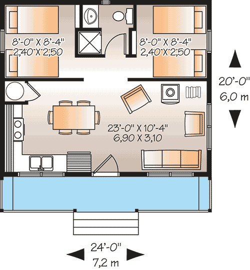 Plan 21763DR: Light-Filled Vacation Retreat with Options - Floor Plan - Main Level - Cottage, Vacation