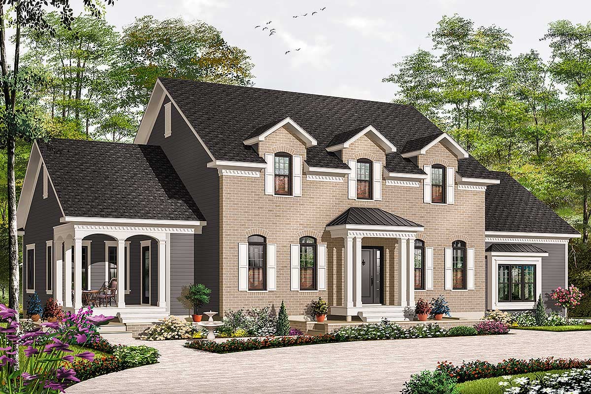 Plan 21765DR: Multi-Generational House Plan withUnits Linked by Laundry Room - 2442 Sq Ft and 870 Sq Ft - Image #4 - Traditional