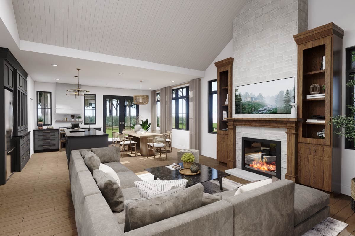 Plan 21766DR: One-Story Multi-Generation House Plan with Linked 1-Bed and 2-Bed Units  - Image #6 - Modern, New American, Traditional