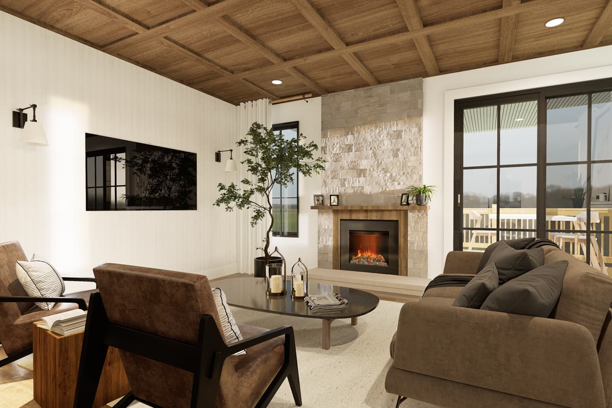 Plan 21769DR: Multi-Generational House Plan with a 3-Bed and 1-Bed Units - 1496 Sq Ft and 742 Sq Ft - Image #8 - European, Ranch, Transitional