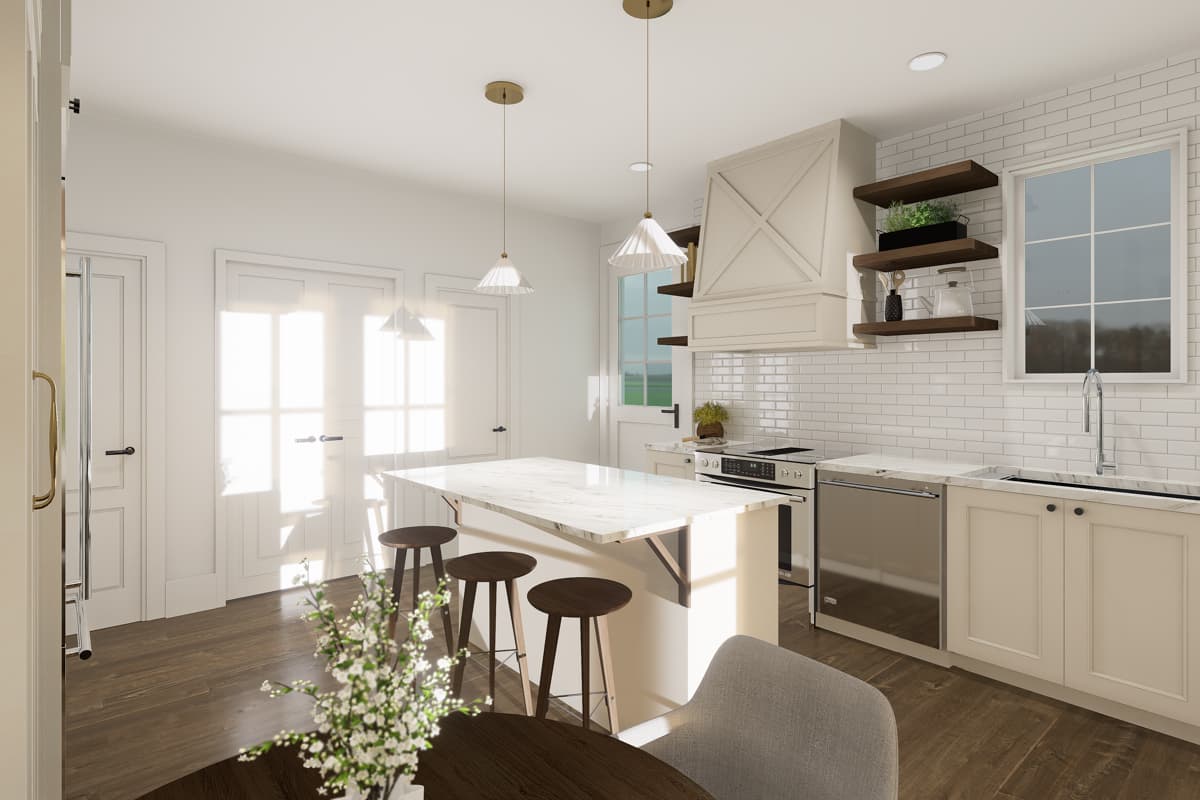 Plan 21769DR: Multi-Generational House Plan with a 3-Bed and 1-Bed Units - 1496 Sq Ft and 742 Sq Ft - Image #16 - European, Ranch, Transitional