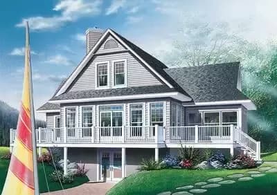 Four-Season Lake House Plan with 3 Bedrooms - 1832 Sq Ft