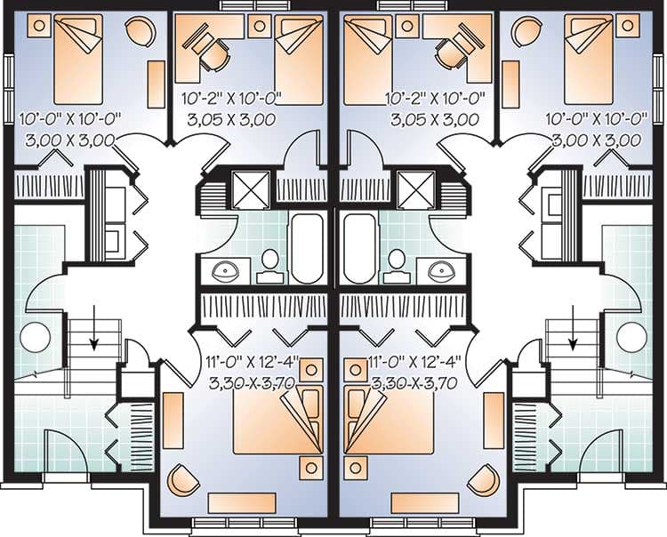 Plan 21771DR: Split Level Duplex - Floor Plan - Lower Level