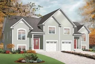 Duplex House Plan with 1749 Square Foot 3 Bed Units - Architectural Designs