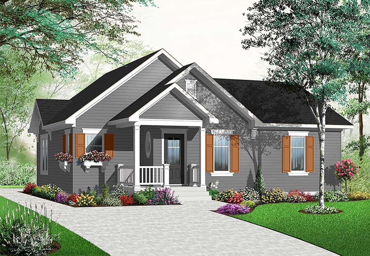 Plan 21785DR: Attractive Starter Home Plan - Image #5 - Ranch, Traditional