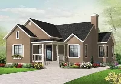Small House Plan with Three Bedrooms and an Angled Entry - 1201 Sq Ft