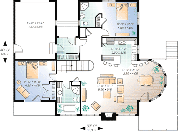 Plan 2180DR: Four-Season Vacation Retreat with Finished Lower Level - Floor Plan - Main Level - Contemporary, Vacation