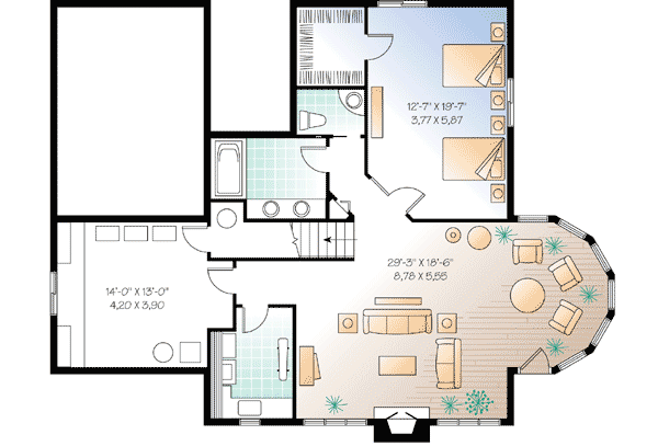 Plan 2180DR: Four-Season Vacation Retreat with Finished Lower Level - Floor Plan - Basement - Contemporary, Vacation