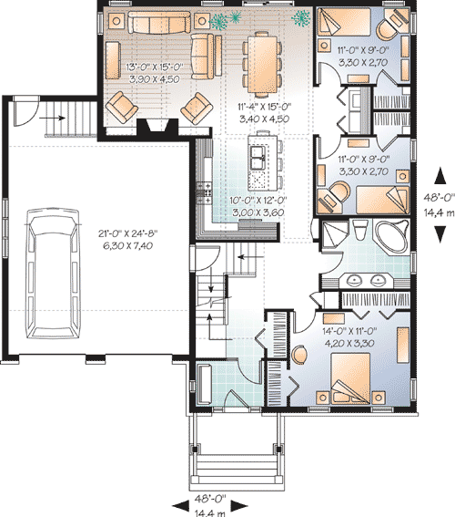 Plan 21809DR: Flexible Home Plan with Options - Floor Plan - Main Level - Traditional
