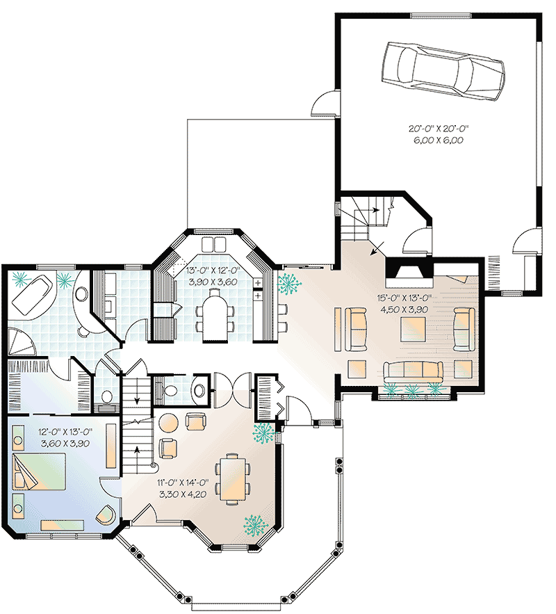 Plan 2181DR: Flexible Victorian Design - Floor Plan - Main Level - Country, Victorian
