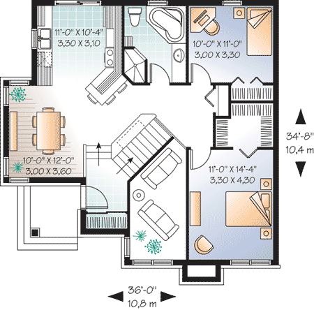 Plan 21815DR: Airy Family Room with Fireplace - Floor Plan - Main Level