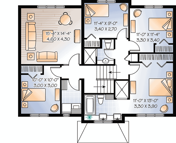 Plan 21822DR: Four Bedrooms with Options - Floor Plan - 2nd Floor