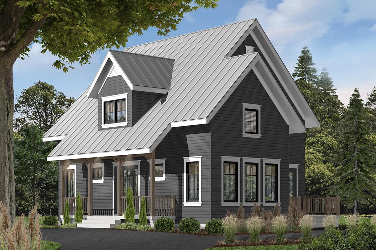 Plan 21830DR: Country Cottage with Cathedral Ceiling - 1508 Sq Ft - Image #4 - Cottage, Country