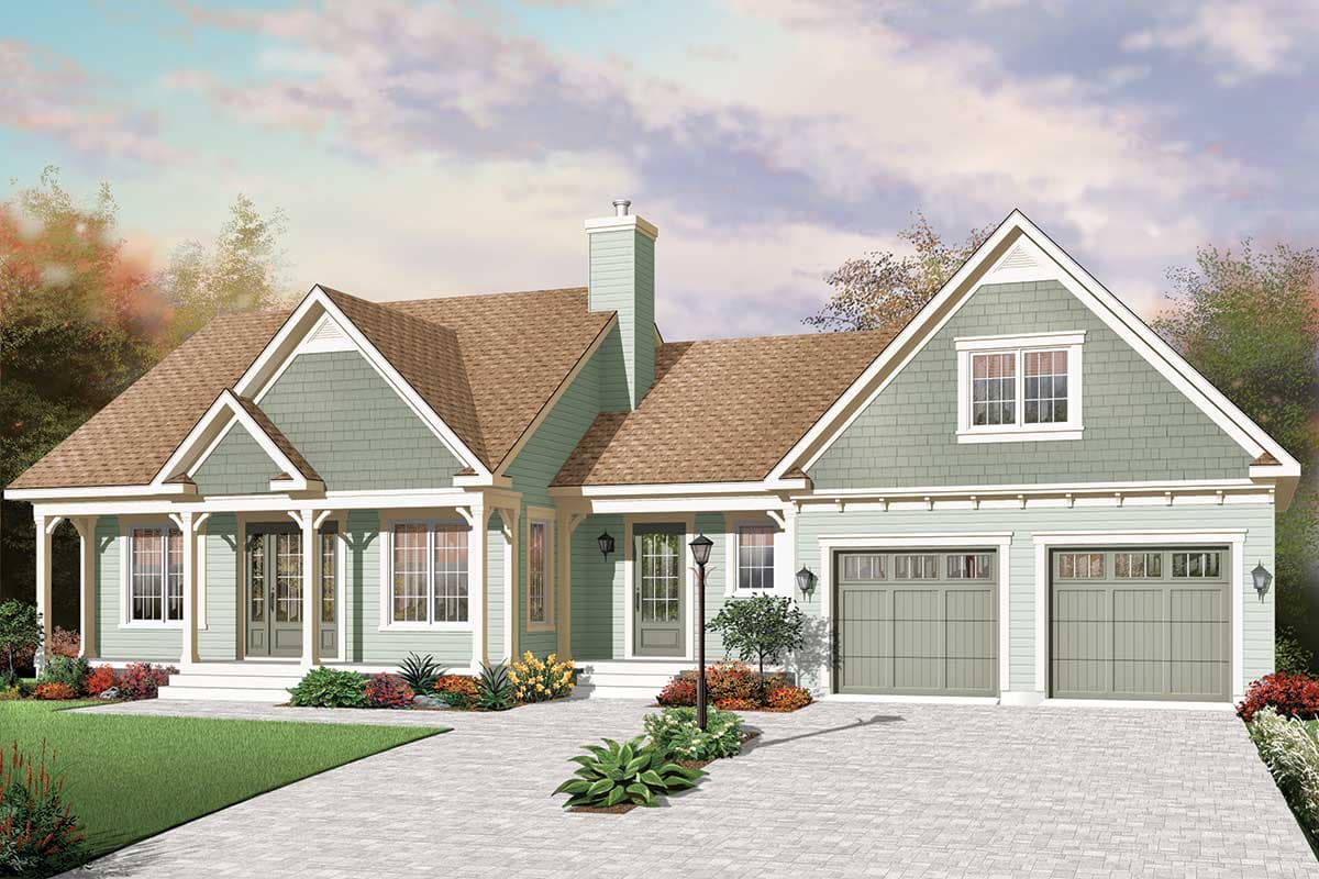 Plan 21840DR: 1400 Square Foot Country Cottage with Upstairs Master Suite - Image #7 - Country, Traditional