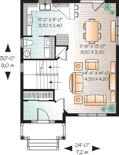 Plan 21846DR: Lovely Country Starter Home Plan - Floor Plan - Main Level - Traditional
