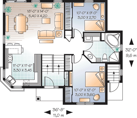 Plan 21858DR: Split Level with Full Bachelor Suite - Floor Plan - Main Level