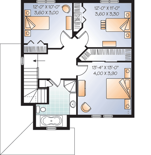 Plan 21863DR: Narrow Lot Traditional Home Plan - Floor Plan - 2nd Floor - Traditional