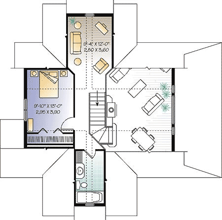 Plan 21864DR: Dream Design with Main Floor Laundry - Floor Plan - 2nd Floor - Cabin, Cottage, Country, Vacation