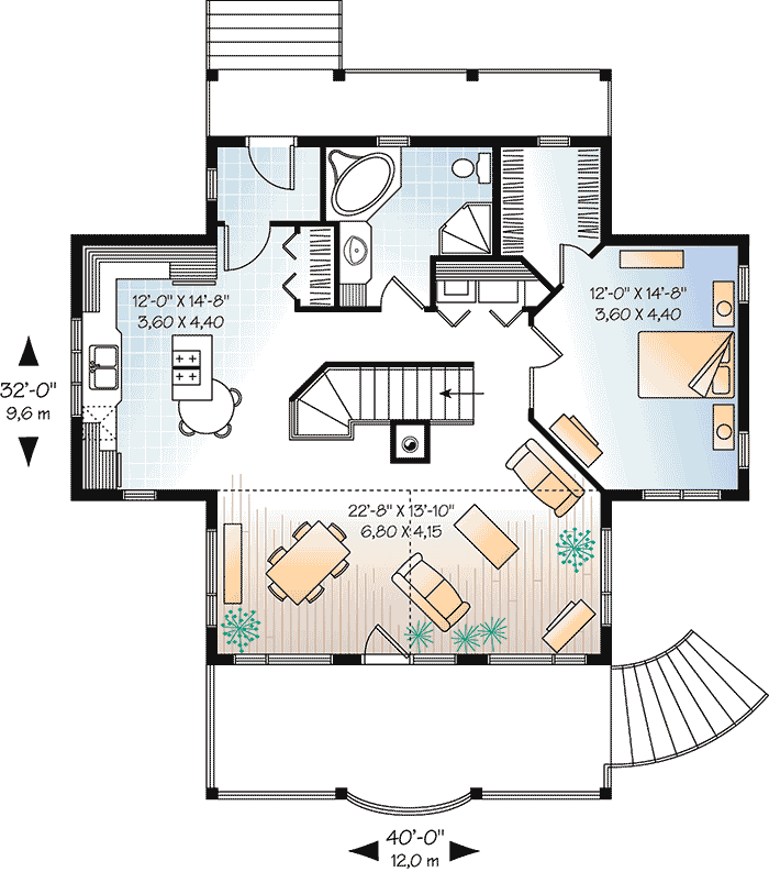 Plan 21865DR: Dream Design with Finished Lower Level - Floor Plan - Main Level - Cottage, Country, Mountain, Vacation