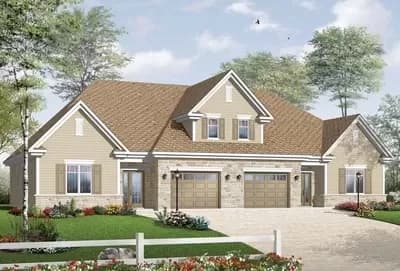 Duplex House Plan with Matching 3 Bed, 2 Bath Units - 1434 Sq Ft Each