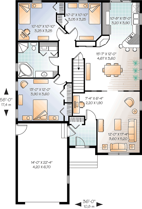 Plan 21874DR: One Story Simple Living House Plan with Choices - Floor Plan - Main Level - Traditional