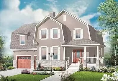 Five Bedroom Traditional House Plan with Gambrel Roof