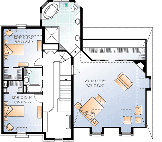 Plan 21887DR: Roomy Home Plan with Mansard Roof - Floor Plan - 2nd Floor - European