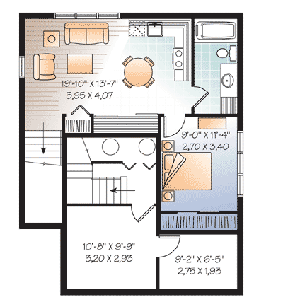 Plan 21892DR: In-Law Suite or Rental Unit - Floor Plan - Basement - Traditional