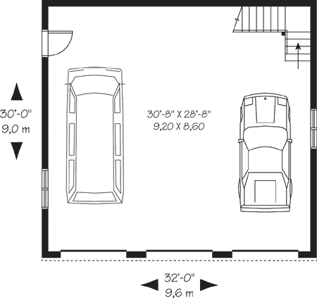 Plan 21902DR: Three Bays Plus Storage - Floor Plan - Main Level