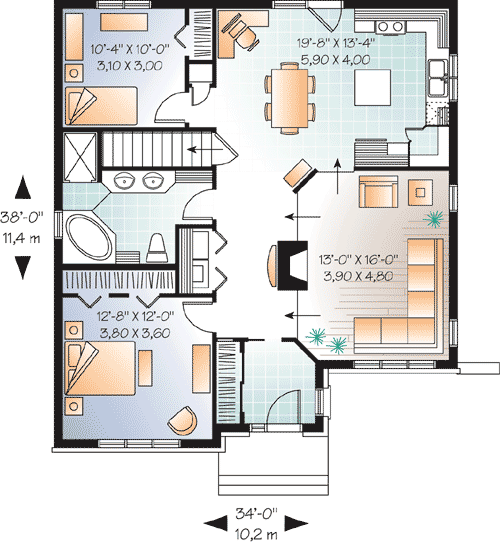 Plan 21907DR: Cozy Country Cottage - Floor Plan - Main Level - Cottage, Traditional