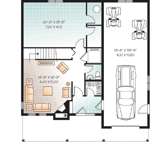 Plan 21921DR: Up-Sloping Lot 3 Bedroom House Plan with Drive-Under Garage - 3167 Sq Ft - Floor Plan - Basement - Craftsman, Mountain, Northwest