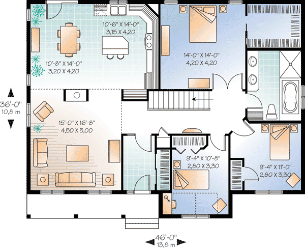 Plan 21929DR: Starter Home or Empty-Nester - Floor Plan - Main Level - Cottage, Ranch, Traditional