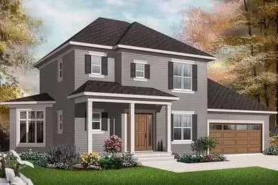 Classic Four Square House Plan with Angled Rear Corner - 1662 Sq Ft