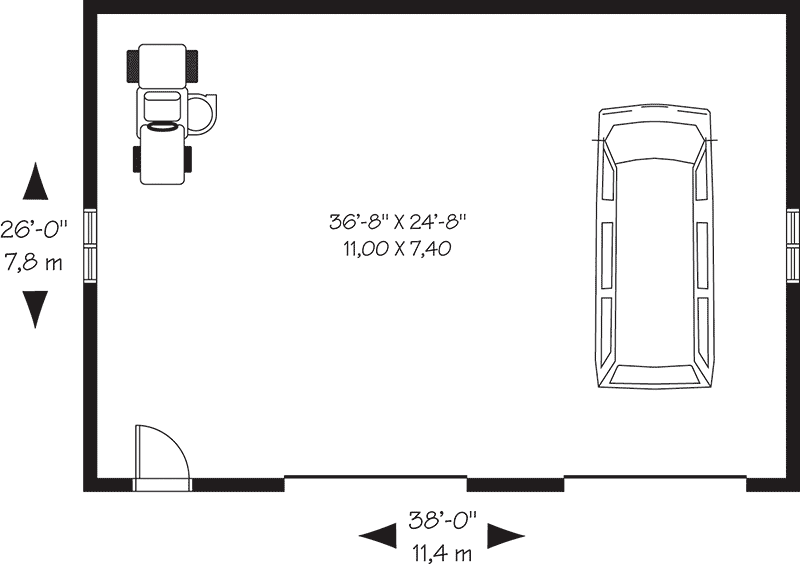 Plan 21943DR: Detached Garage with Extra Storage - Floor Plan - Main Level