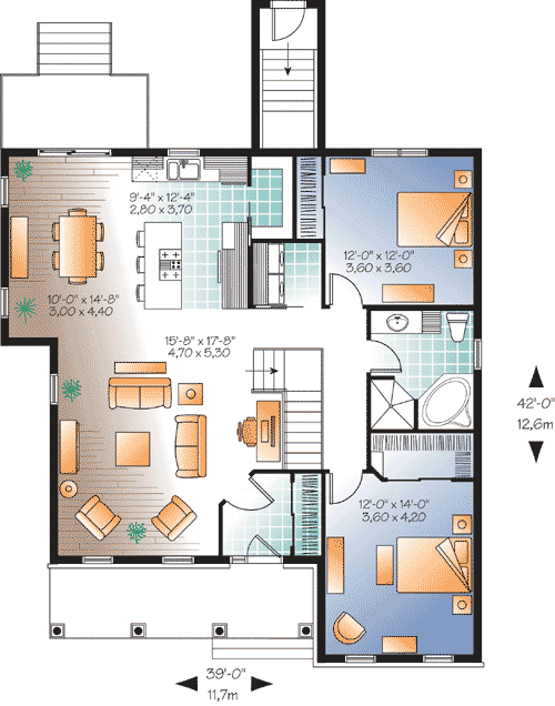 Plan 21949DR: Open Floor Plan with Options - Floor Plan - Main Level - Cottage, Southern, Traditional