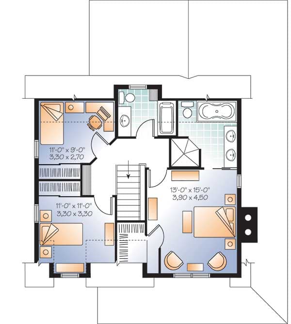 Plan 21951DR: Delightful Wrap-Around Porch - Floor Plan - 2nd Floor - Country, Farmhouse