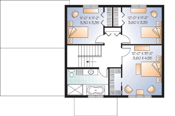 Plan 21955DR: Cost-Effective with Garage a Plus - Floor Plan - 2nd Floor - Traditional