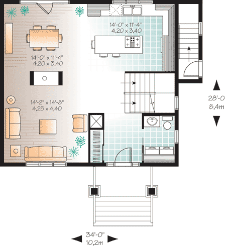 Plan 21956DR: Small Lot Pleaser - Floor Plan - Main Level - Traditional