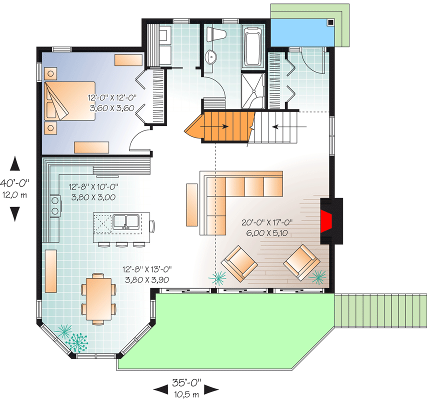 Plan 21960DR: Year-Round Cottage with Options - Floor Plan - Main Level - Cottage, Vacation