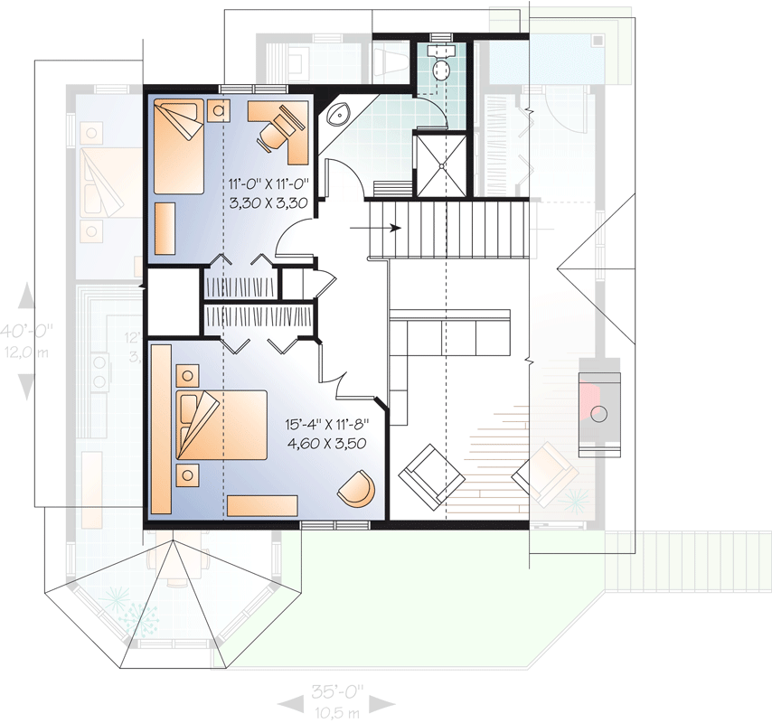 Plan 21960DR: Year-Round Cottage with Options - Floor Plan - 2nd Floor - Cottage, Vacation