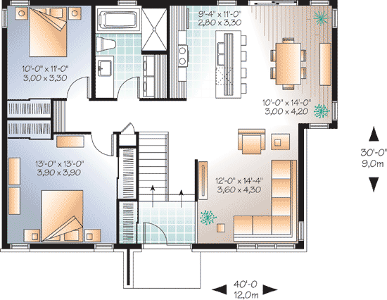 Plan 21971DR: Eastern and Modern Influences - Floor Plan - Main Level - Contemporary, Northwest, Ranch