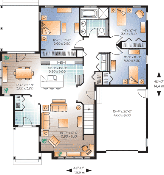 Plan 21976DR: Eye Pleaser With Options - Floor Plan - Main Level - Country, Traditional