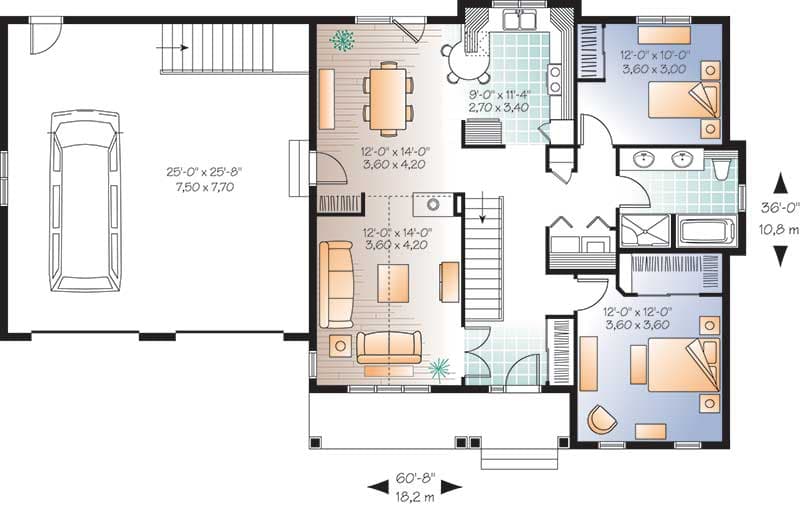 Plan 21978DR: Refreshing One Story Living with a 2-Car Garage - Floor Plan - Main Level - Traditional