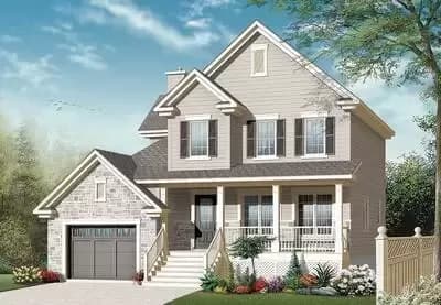 Country Home Plan with Stone and Wood Exterior with Options
