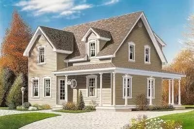 Narrow-Lot Country Home Plan