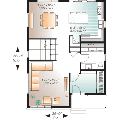 Plan 21997DR: Contemporary Home Plan with Laundry Chute - Floor Plan - Main Level - Contemporary, Modern, Northwest