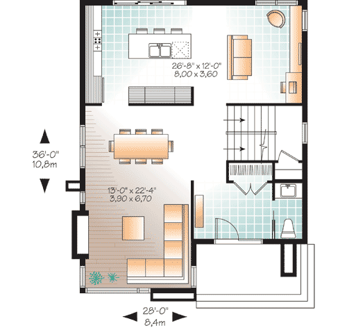 Plan 21998DR: 2-Story ModernHome Plan - Floor Plan - Main Level - Modern, Northwest