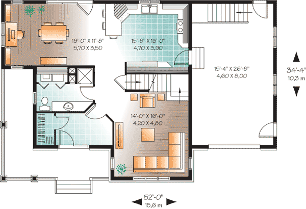 Plan 21999DR: Country Home Plan with 3 Upstairs Bedrooms and a Wrap-Around Porch - Floor Plan - Main Level - Country, Farmhouse
